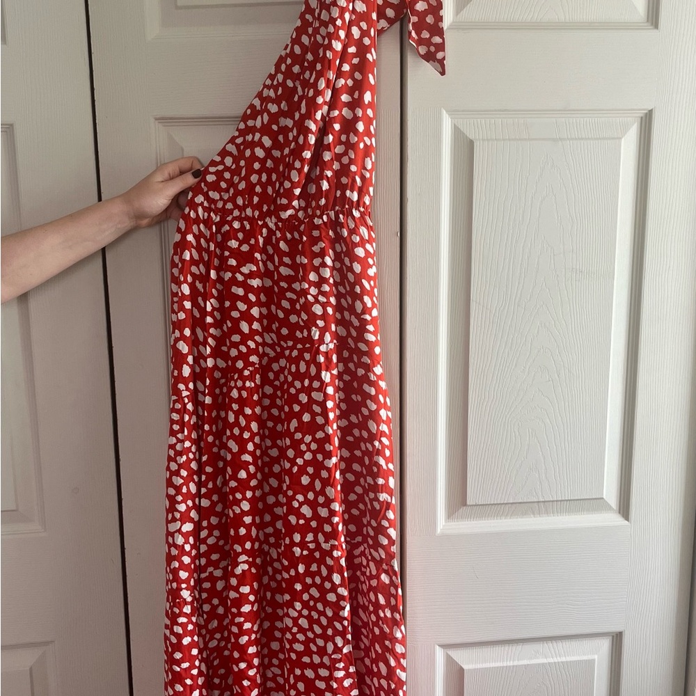 Red and White Polka Dot Halter Dress